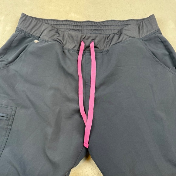 FIGS Technical Collection Scrub Jogger Pants XXL Charcoal Gray Pink Drawstring - Picture 2 of 9